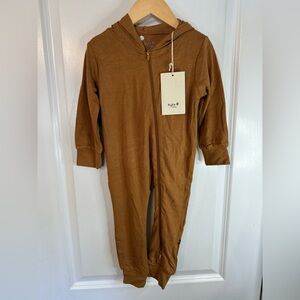 NWT Kyte Baby Marigold Bamboo Jersey Hooded Zip-Up Romper